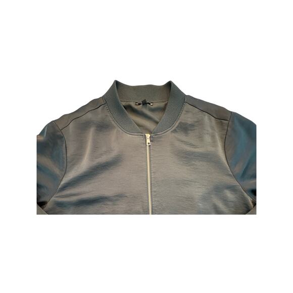 Universal Standard Carmen Satin Bomber Jacket Deep Sea Size Large - Picture 2 of 10